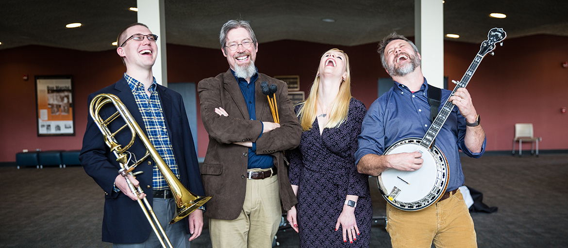 Peacock, Richmond, Boone, King 2 music faculty with their instruments