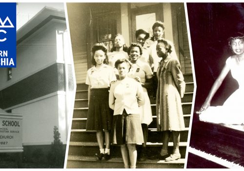 Conference poster features historical photos of Allen High School, students, and Nina Simone