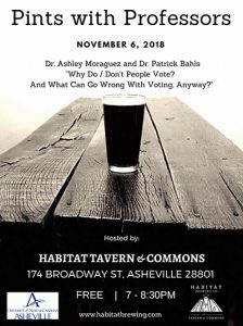 Poster with event information and photo of pint of stout on a wooden table
