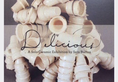 poster shows ceramic sculpture of ice cream cones