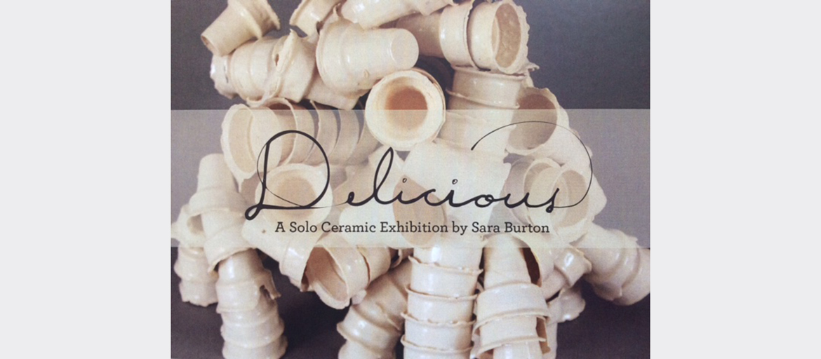 Sara Burton art web poster shows ceramic sculpture of ice cream cones