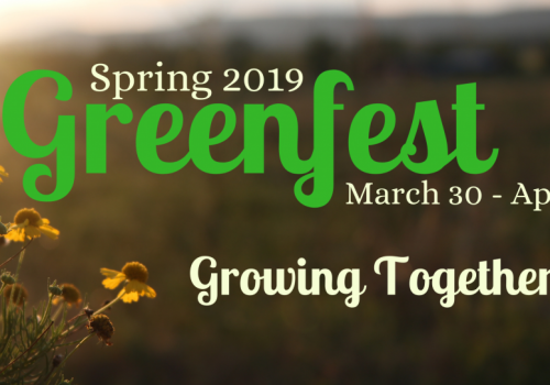 Greenfest dates and theme with wildflowers in the background