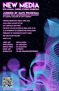 Poster has event details and abstract art