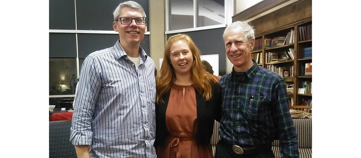 Stagg Newman (right) with fellow MLAS graduates, Tom Maycock and Emma Dahlsten