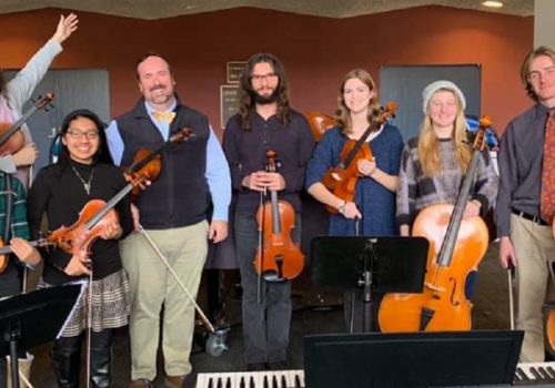 student musicians with Ben Smith