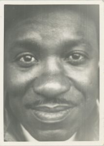 Closeup of the face of Isaiah Rice circa 1948
