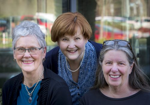 Margaret Ann (Sam) Faeth, guest editor of The Great Smokies Review, will present her two Editor’s Choice writers, Anne Waters Green (left) and Paula Kane (right) as part of the June 9 Writers at Home reading at Malaprop’s. (Photo by Michael Mauney)