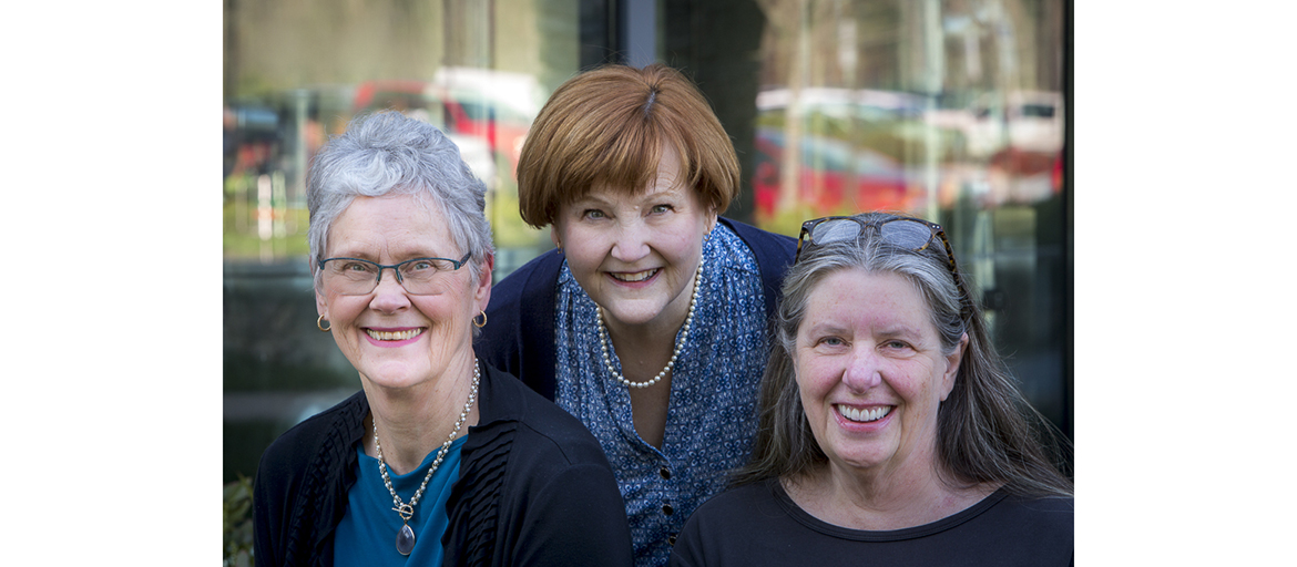 Writers at Home May 2019 web Margaret Ann (Sam) Faeth, guest editor of The Great Smokies Review, will present her two Editor’s Choice writers, Anne Waters Green (left) and Paula Kane (right) as part of the June 9 Writers at Home reading at Malaprop’s. (Photo by Michael Mauney)
