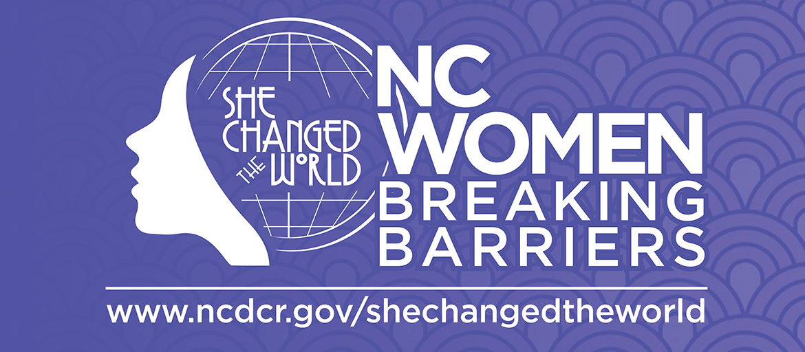 nc women history conf web graphic has name of conference with image of globe on purple background
