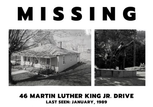 Poster for exhibit shows house at 49 MLK Drive with the headline
