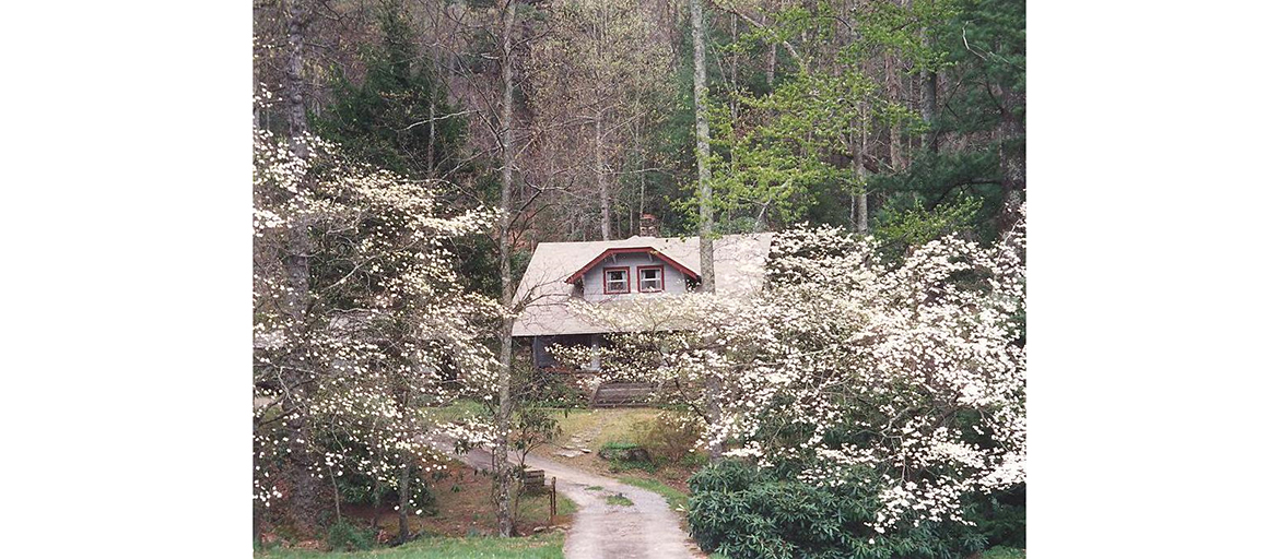 exterior of Wilma Dykeman home and grounds in spring