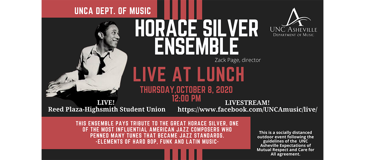 Horace Silver display web poster includes event info and photo of the late Horace Silver