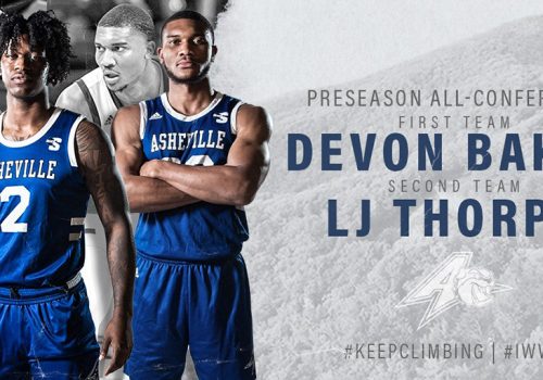 poster shows preseason all-conference players Devon Baker and LJ Thorpe