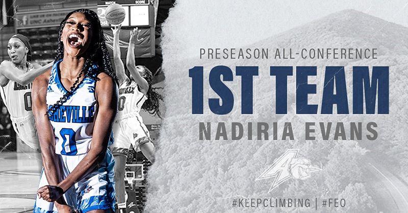 poster shows pre-season all-conference player Nadiria Evans