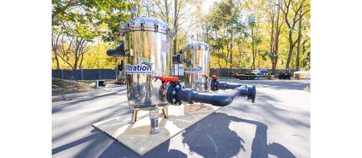 Two water tanks part of a mobile water treatment system