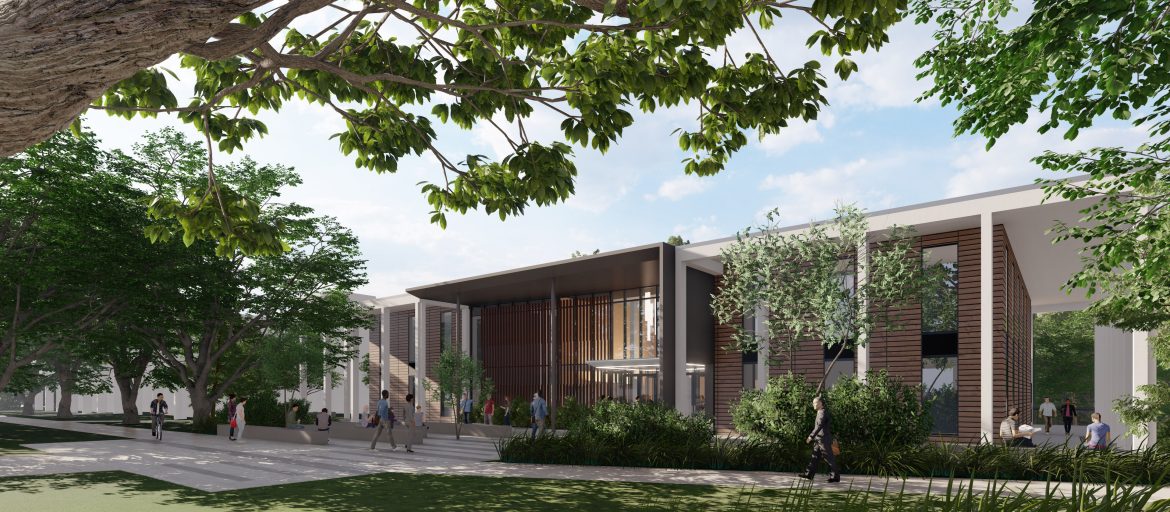 a photo rendering of the exterior of Lipinsky Hall renovations.