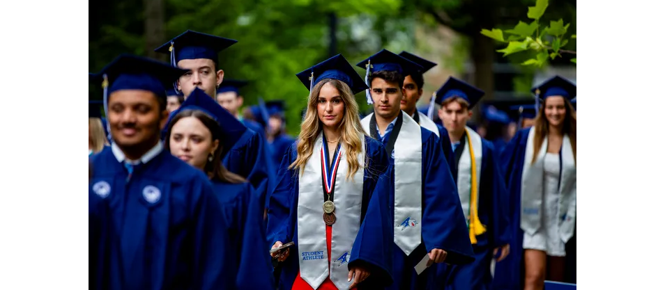 Student-athletes at UNC Asheville's commencement.