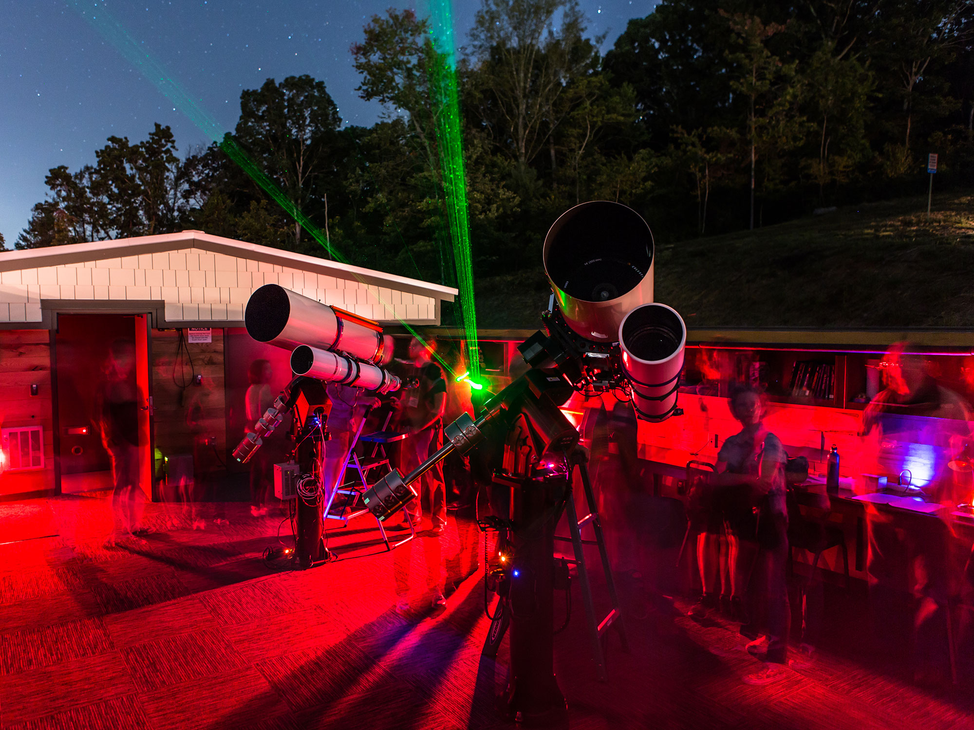 Students working on the telescopes at UNC Asheville's Lookout Observatory.