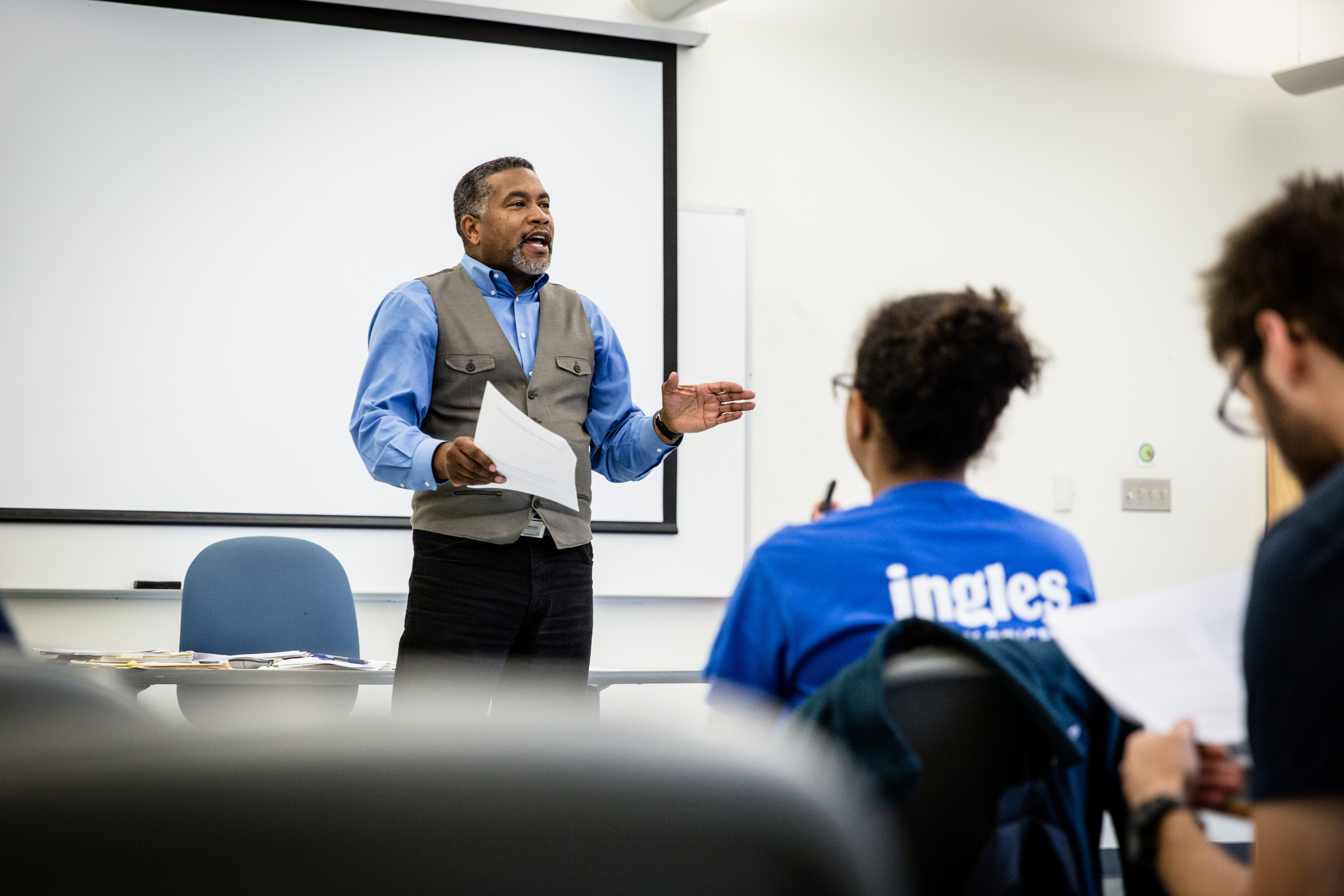 Professor teaching students