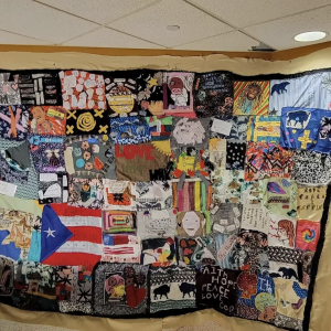 mending project quilt filled with images