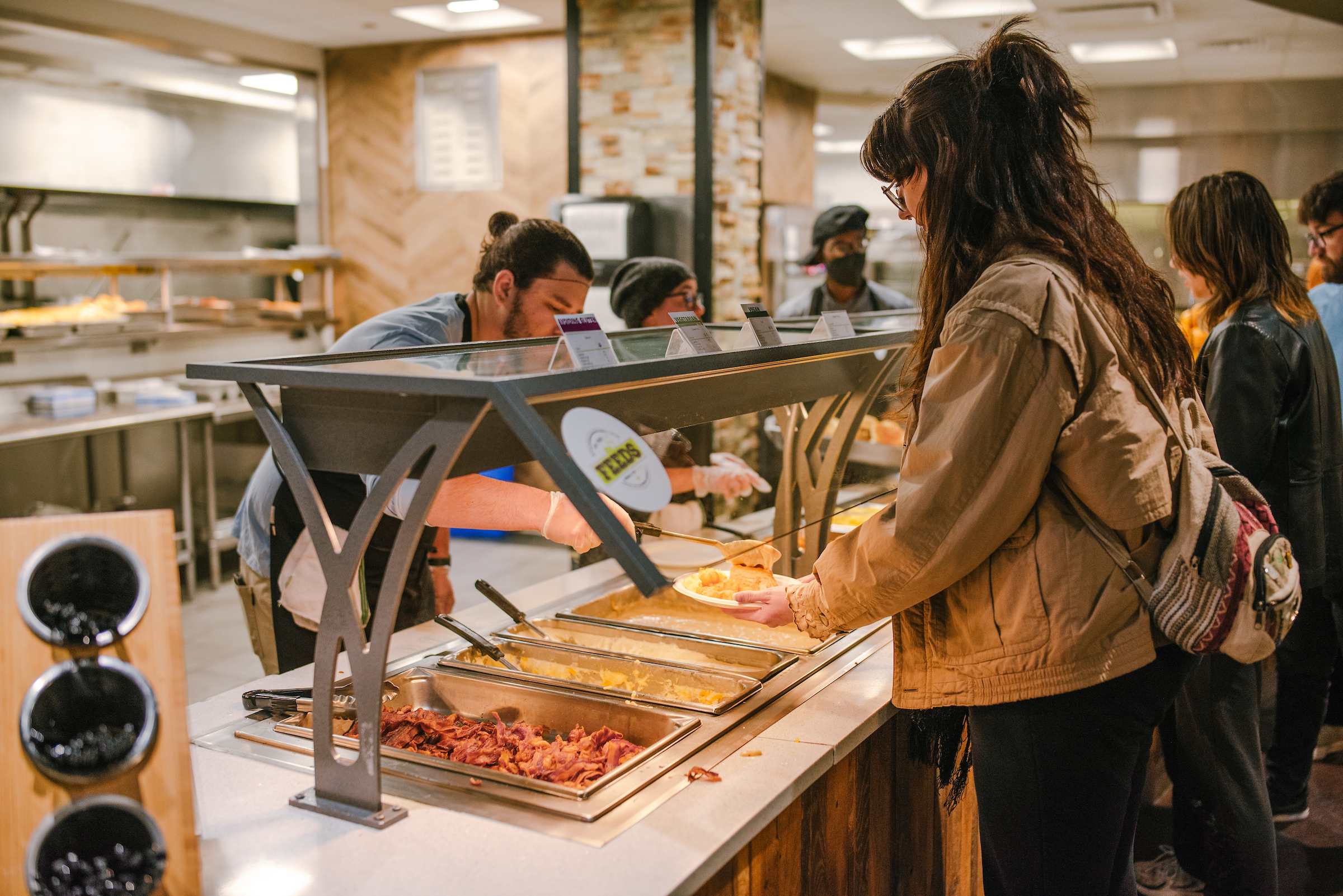 students being served at brown hall