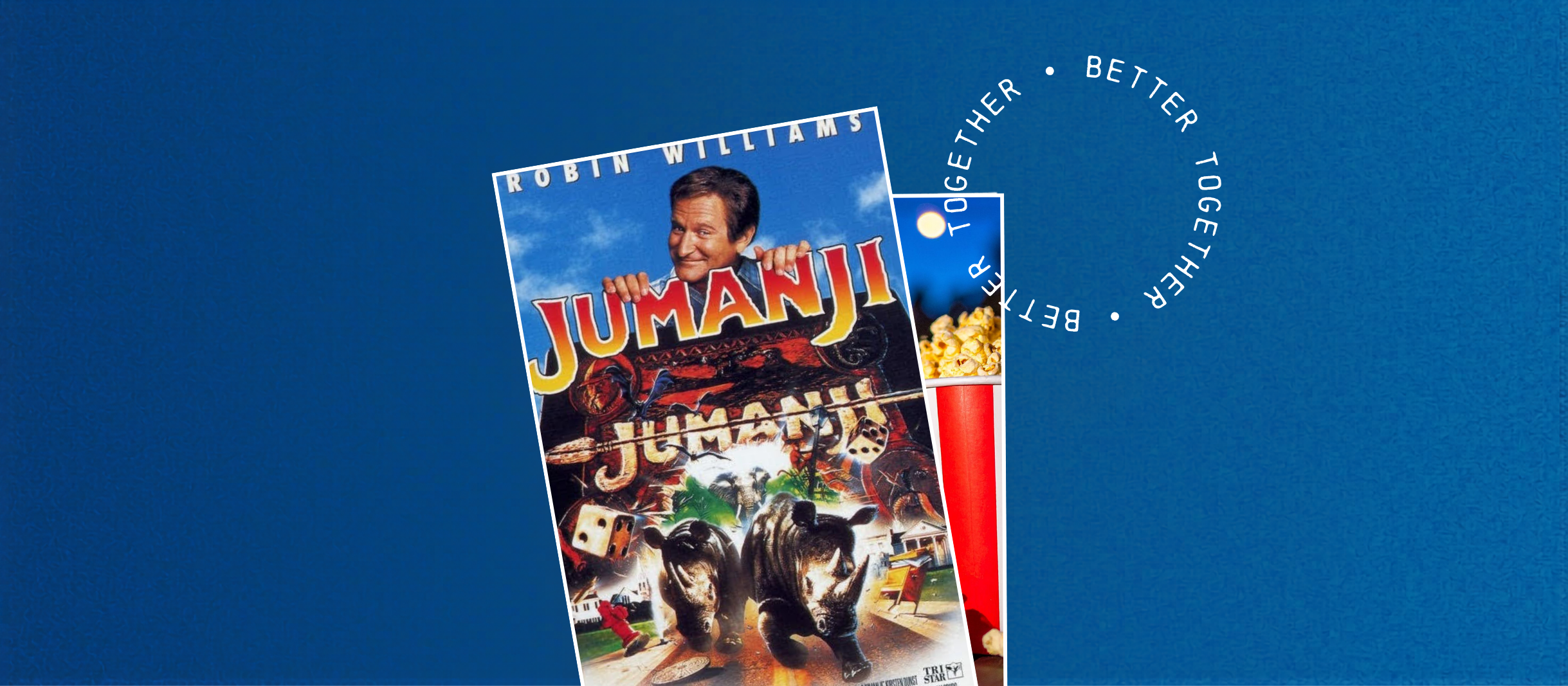 Jumanji movie poster with popcorn