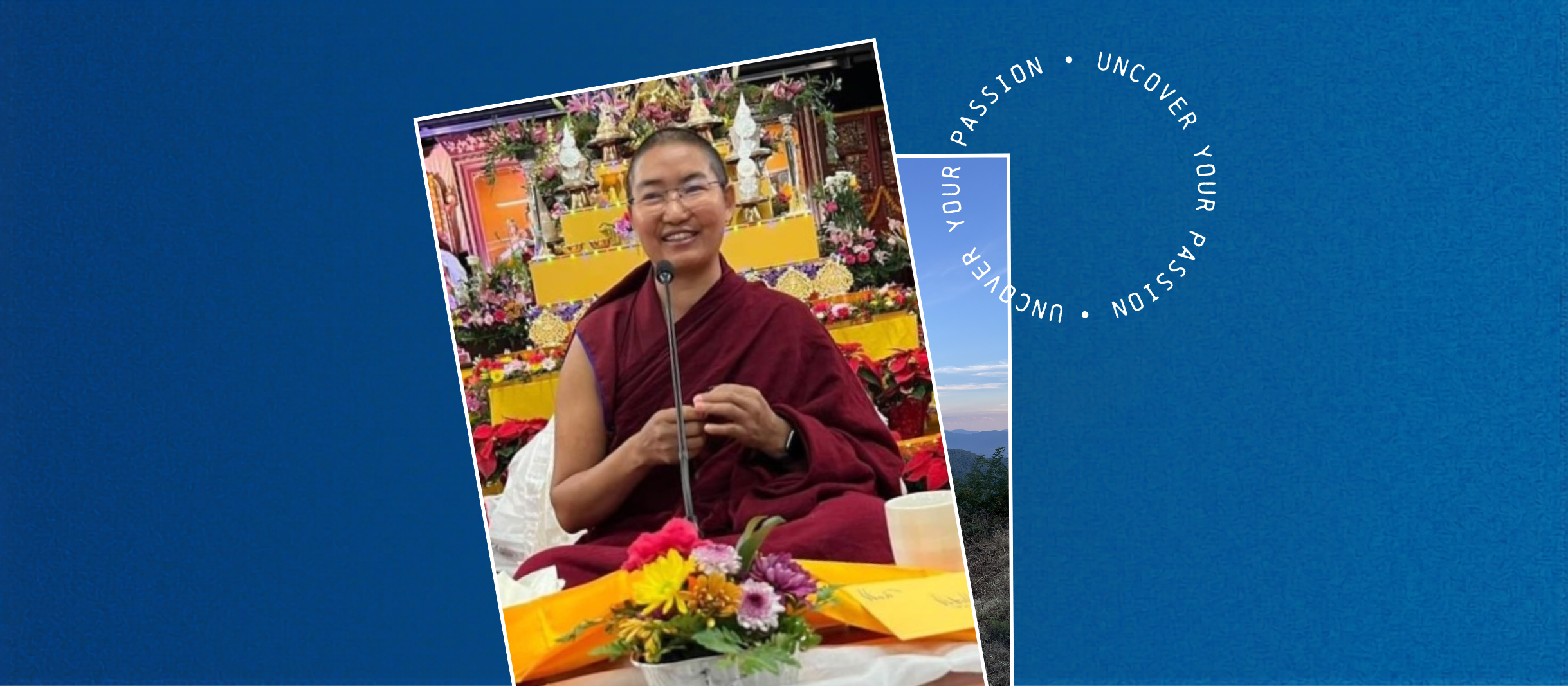 event poster with blue background and photo of speaker